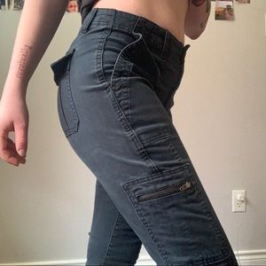 dark blue/black gap skinny ankle cut cargo pants